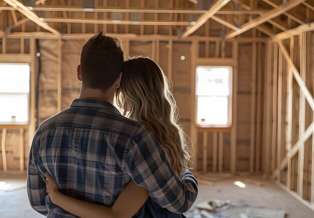 Home couple embracing house construction 979520 119050
